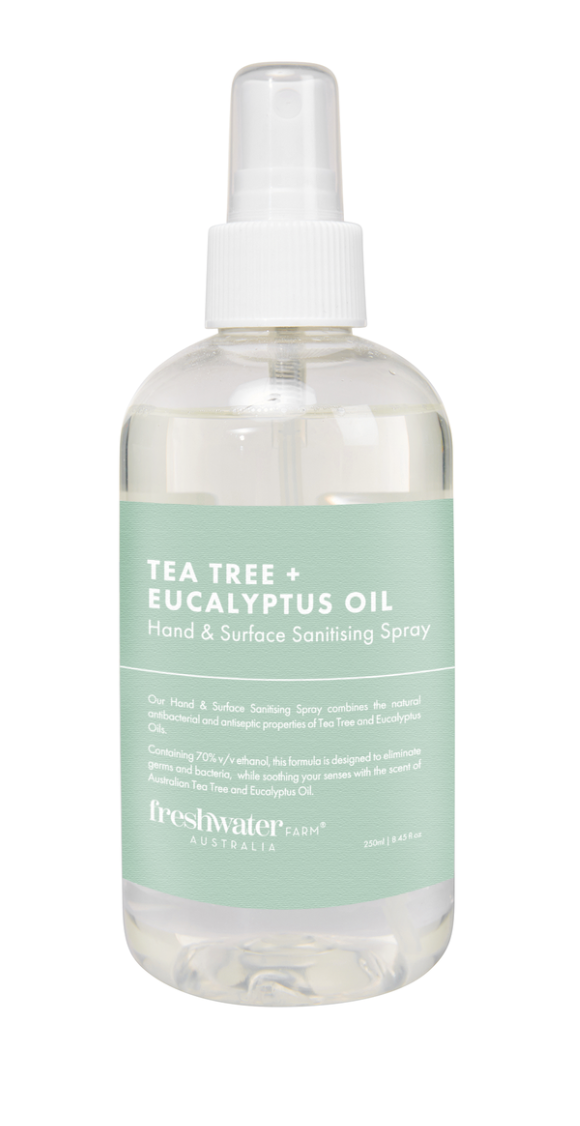 Fresh water farm Tea Tree + Eucalyptus Oil Hand & Surface Sanitising Spray 250ml